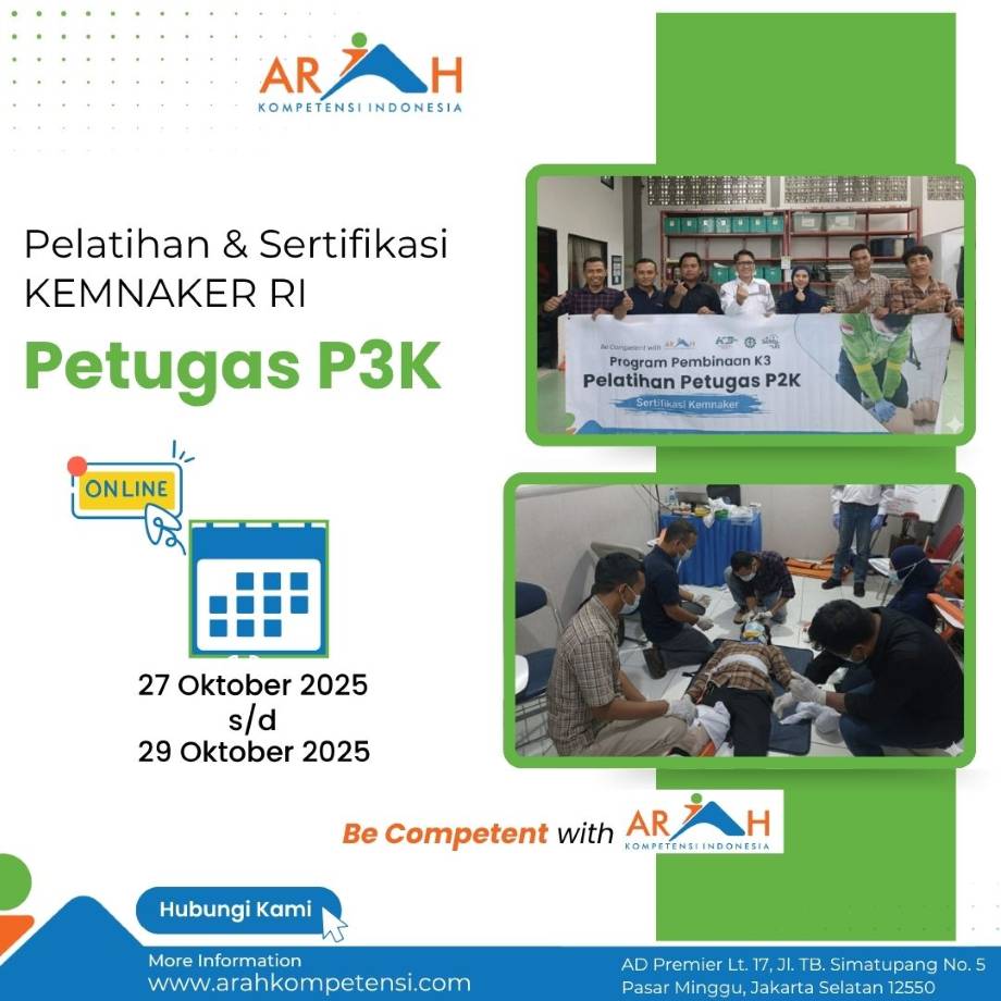 Public Training Petugas P3K Sertifikasi Kemnaker, 27-29 Oktober 2025